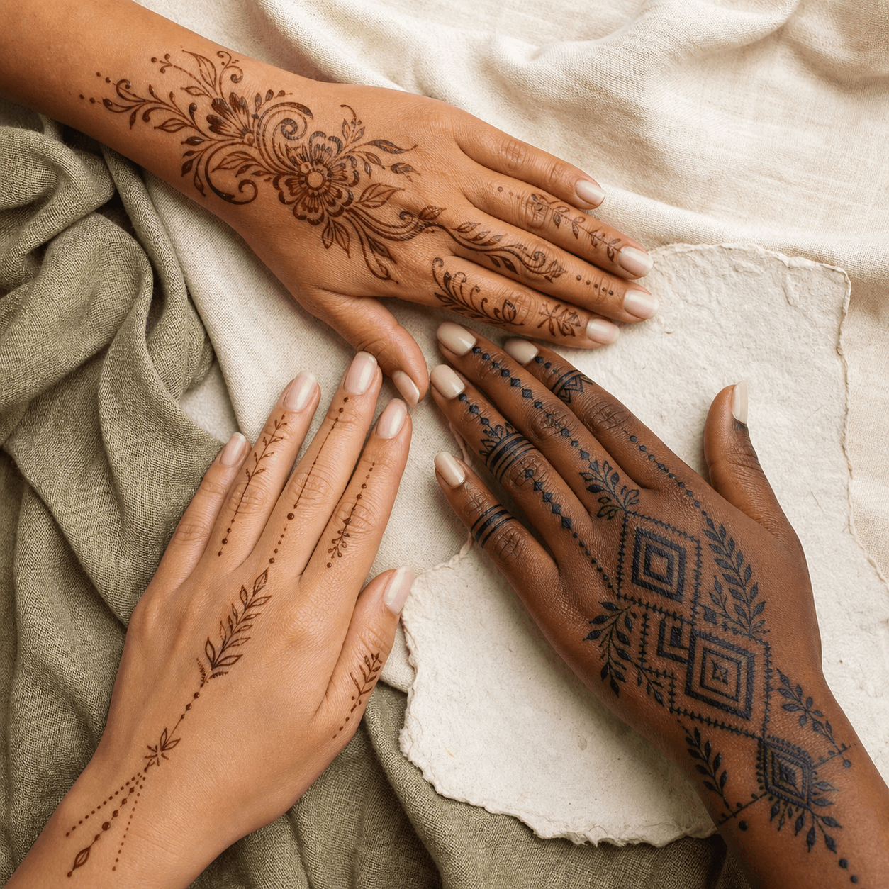 Arabic, geometric and minimal body-art designs