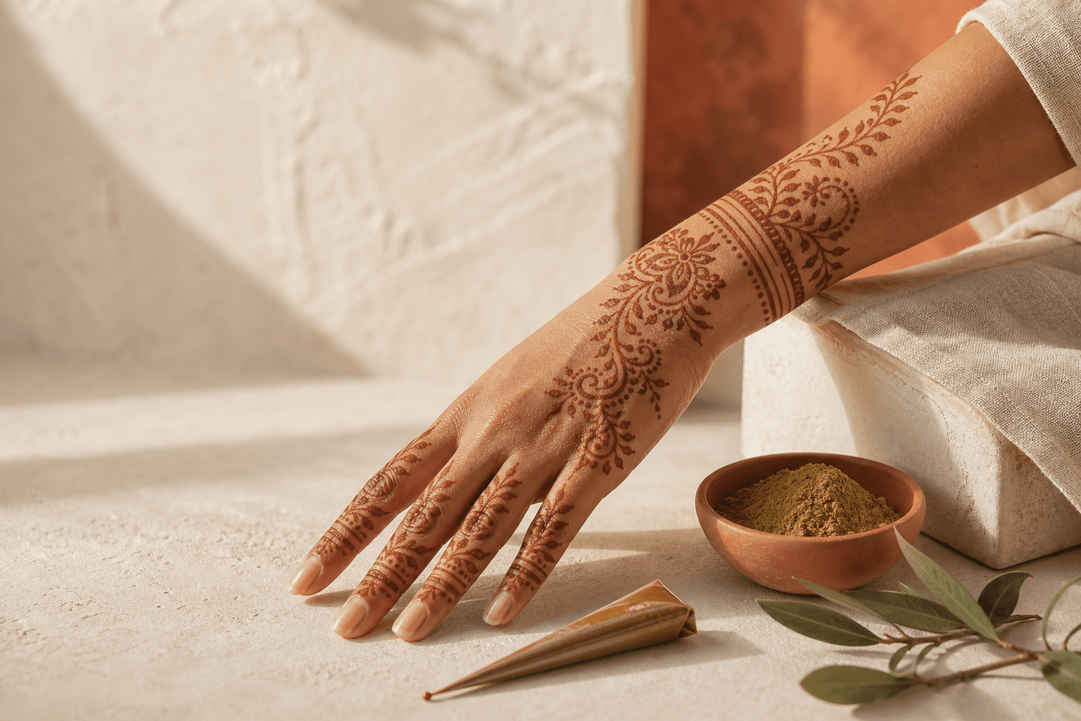 Natural henna powder used for temporary body art