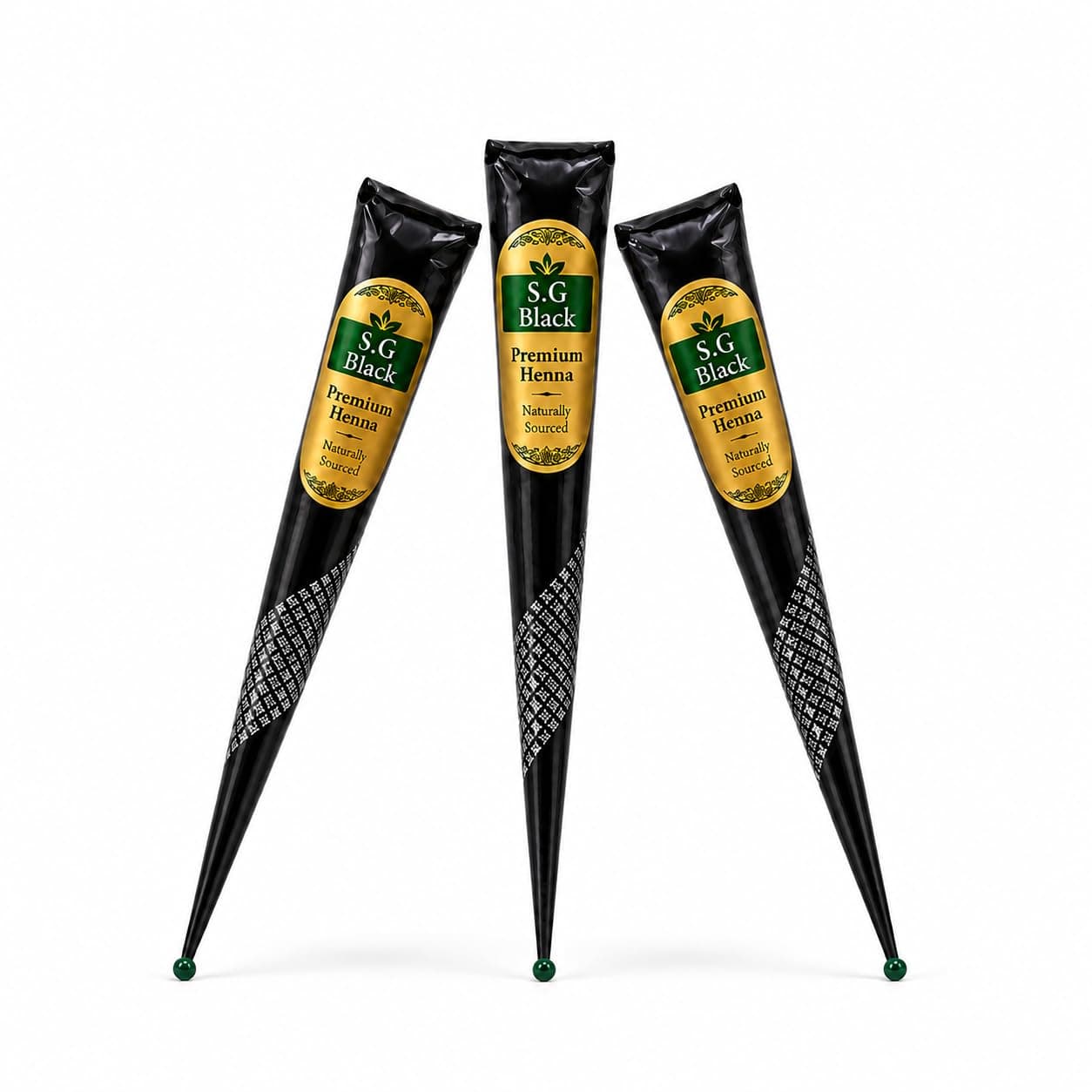 SG Black Natural Henna Cones for Hair Color | Essential Oil Henna Paste | Pack of 3×26g