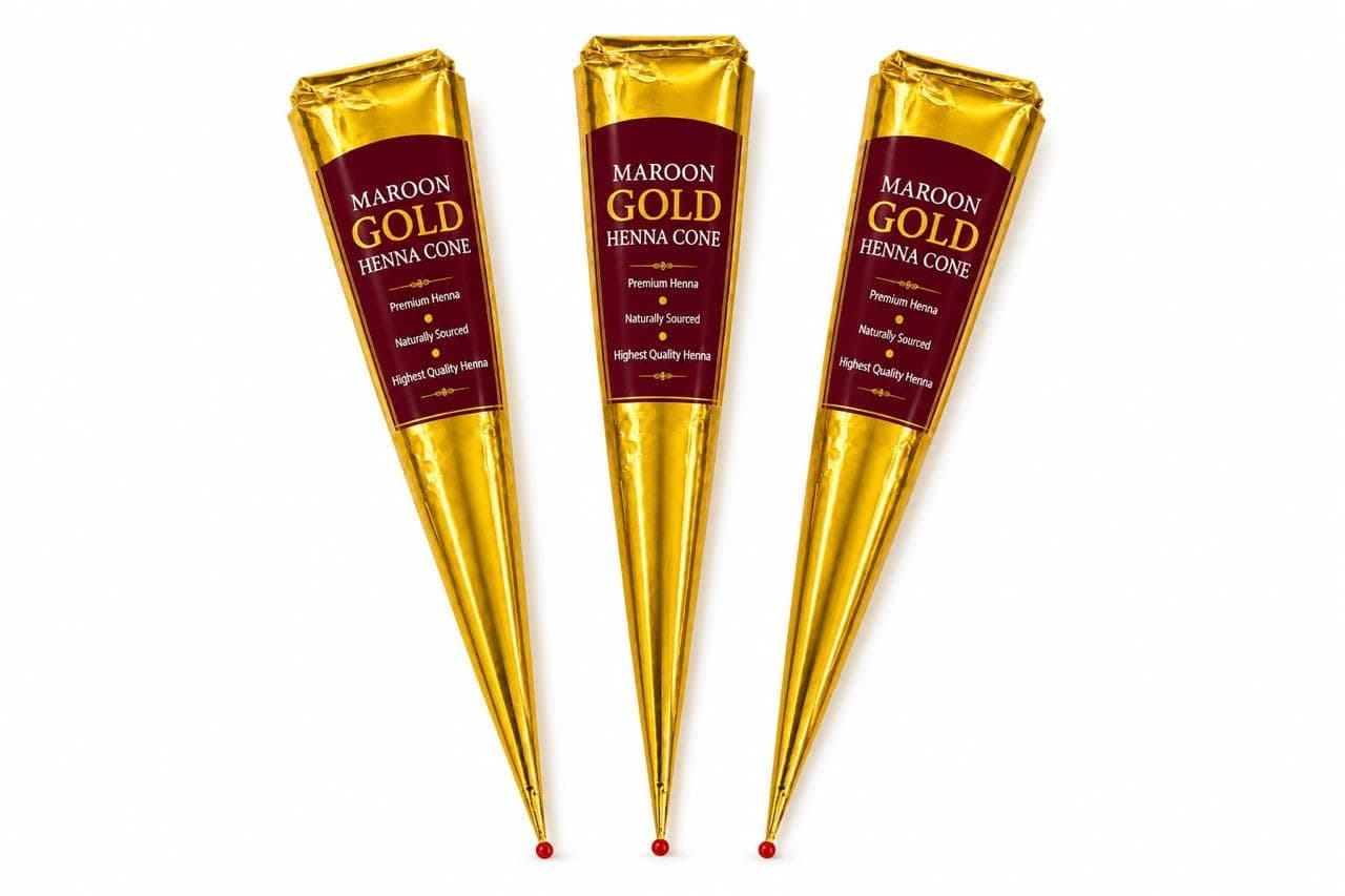 GOL Gold Series Henna Cones for Hair Color – Pack of 4 – Rich Maroon – No Ammonia or PPD