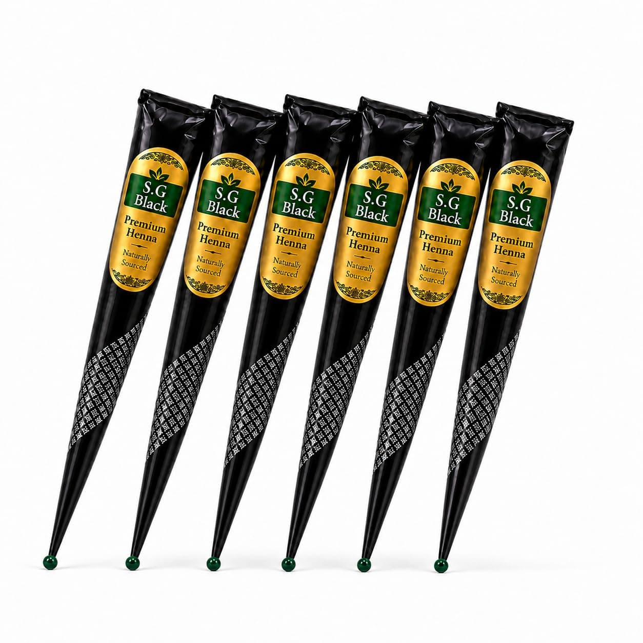 SG Black Natural Henna Cones for Hair Color | Essential Oil Henna Paste | Pack of 6×26g