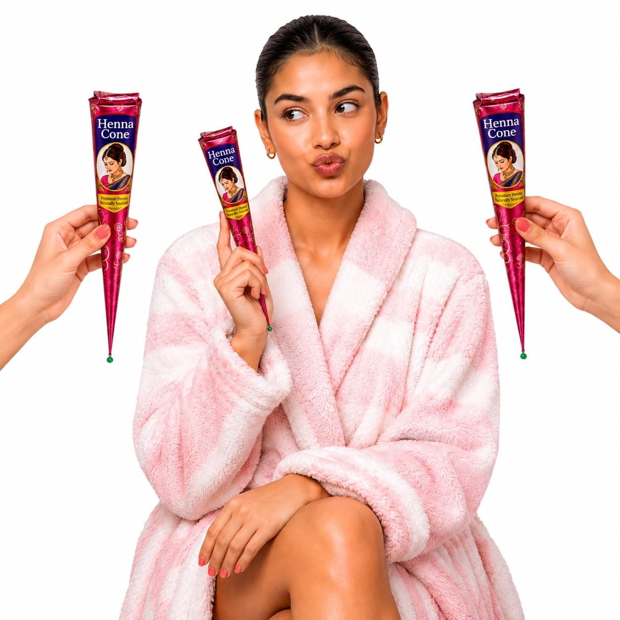 Natural Henna Cones for Hair Color | Ready-to-Use Essential Oil Paste | Pack of 3×26g | Gift Box