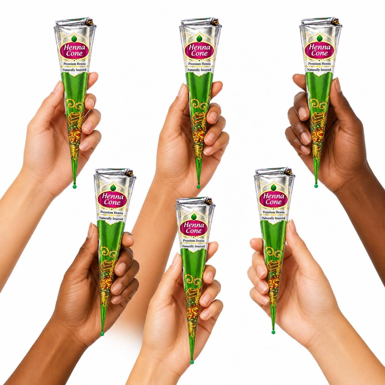 Jasmine Natural Henna Cones for Hair Color | Essential Oil Henna Paste | Pack of 6×26g | Gift Box