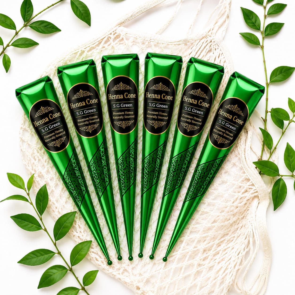 Natural Henna Cones for Hair Color | Essential Oil Henna Paste | Pack of 6×26g