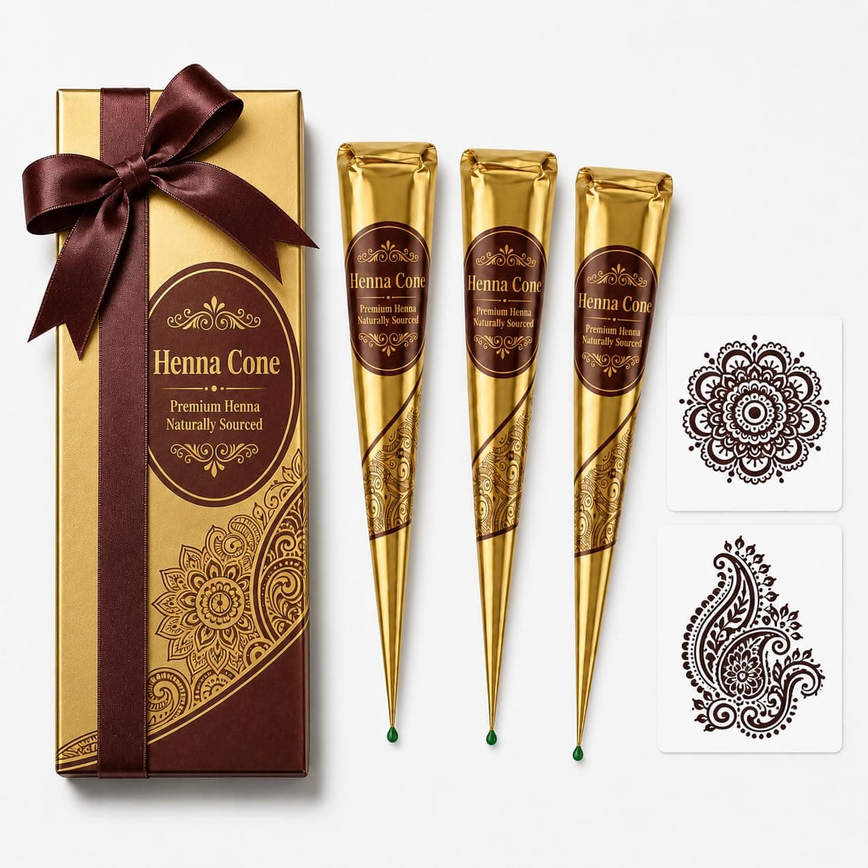 SG Golden Natural Henna Cones for Hair Color | Essential Oil Henna Paste | Pack of 3×26g