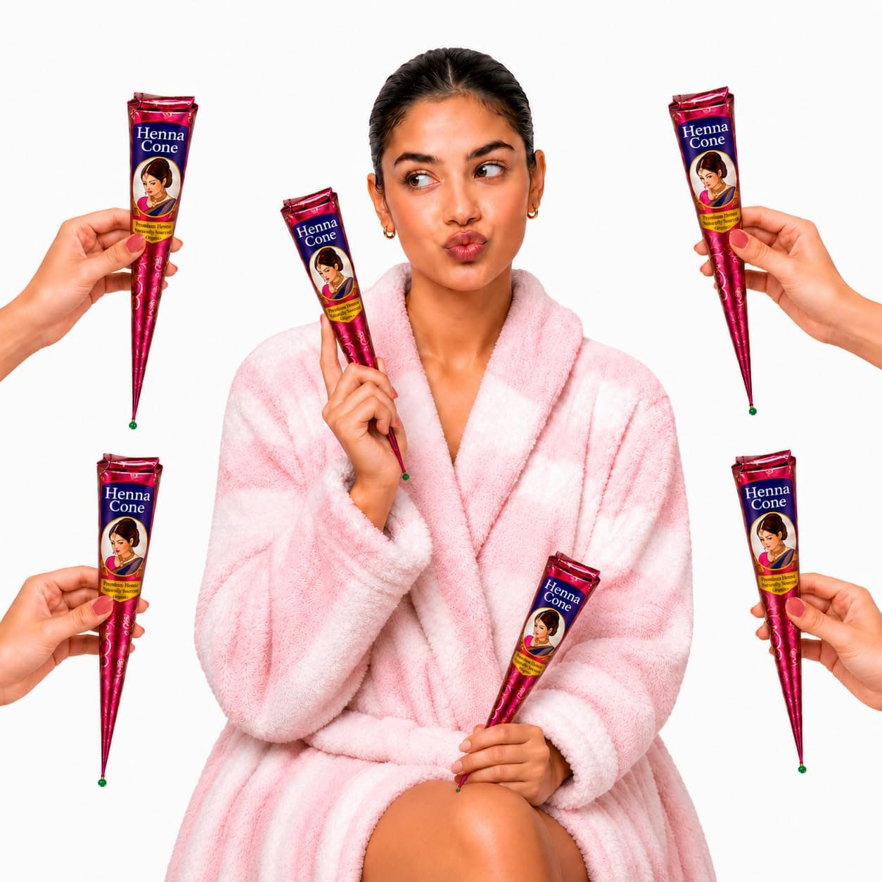 Natural Henna Cones for Hair Color | Ready-to-Use Essential Oil Paste | Pack of 6×26g | Gift Box
