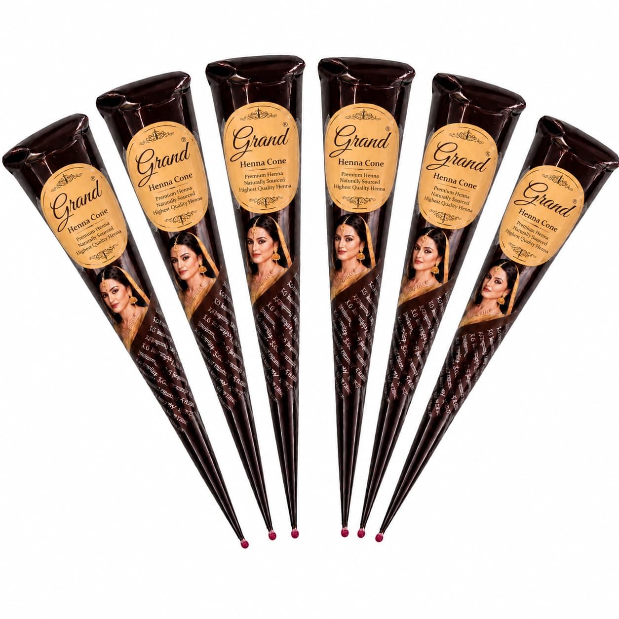 GOL Natural Henna Cones for Hair Color – Pack of 6 – Reddish Brown Essential Oil Henna Paste