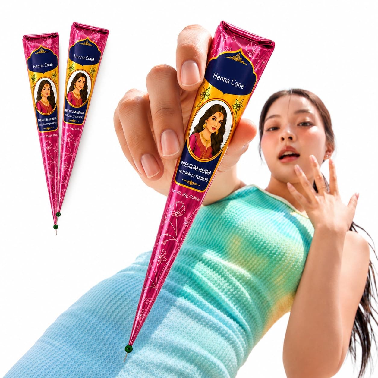 SS Pink Natural Henna Cones for Hair Color | Essential Oil Henna Paste | Pack of 3×26g | Gift Box