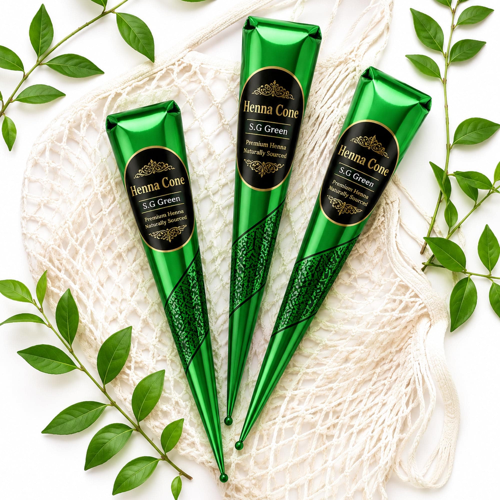 Natural Henna Cones for Hair Color | Essential Oil Henna Paste | Pack of 3×26g